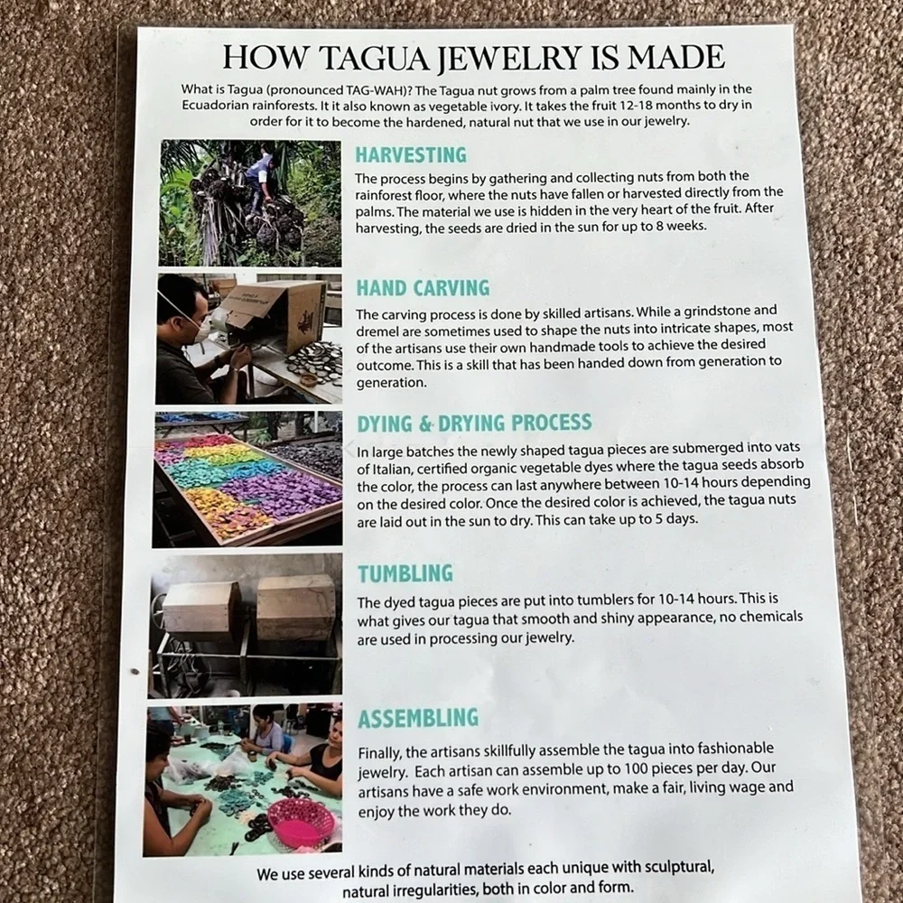 NWT Tagua Nut Ecuadorian Fair Trade Earrings - Picture 5 of 5